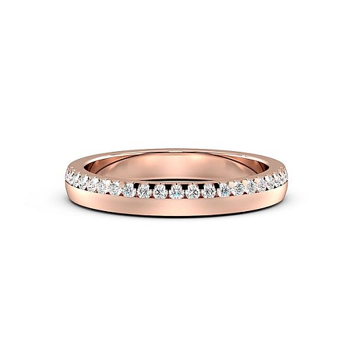 Pave Setting Round Rose Gold Narrow Eternity Diamond Rings