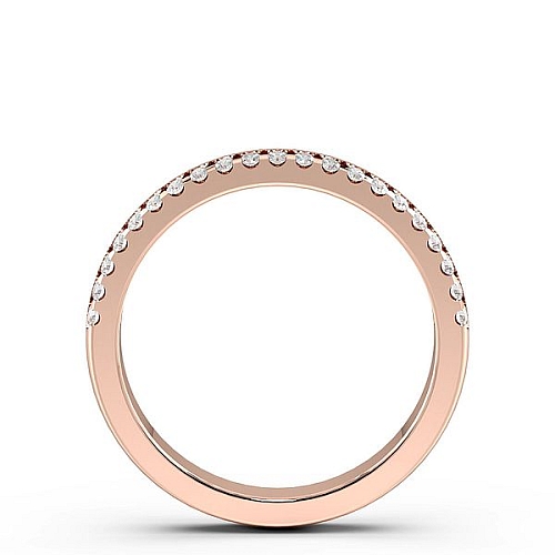 Pave Setting Round Rose Gold Narrow Eternity Diamond Rings