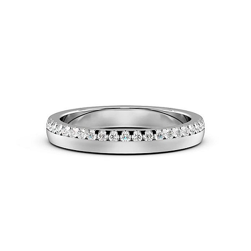 Pave Setting Round Platinum Narrow Eternity Diamond Rings