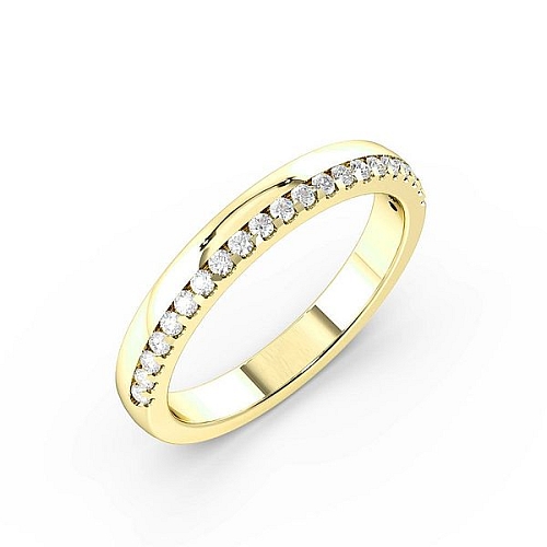 Pave Setting Round Yellow Gold Narrow Eternity Diamond Rings