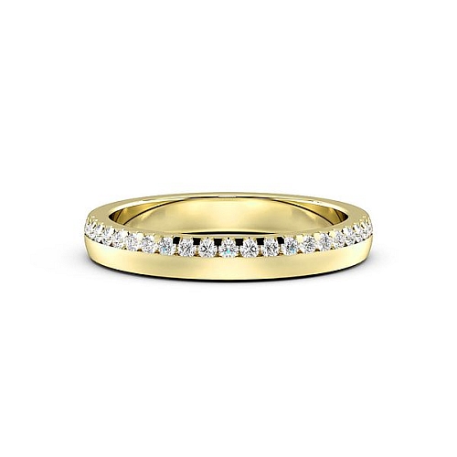 Pave Setting Round Yellow Gold Narrow Eternity Diamond Rings