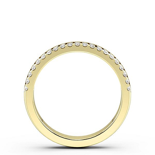 Pave Setting Round Yellow Gold Narrow Eternity Diamond Rings