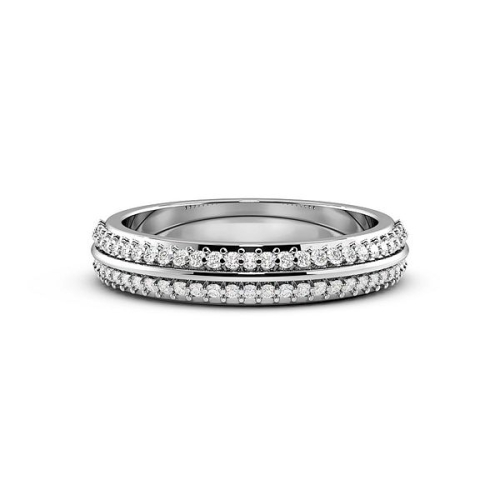 Pave Setting Round White Gold 2 rows wedding Band Diamond Rings