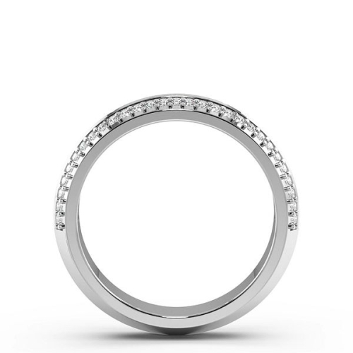 Pave Setting Round White Gold 2 rows wedding Band Diamond Rings