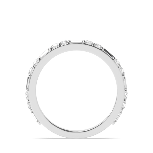 4 Prong Round/Baguette Enchanted Half Eternity Diamond Ring