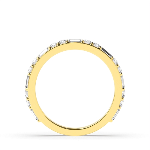 4 Prong Round/Baguette Yellow Gold Enchanted Diamond Rings