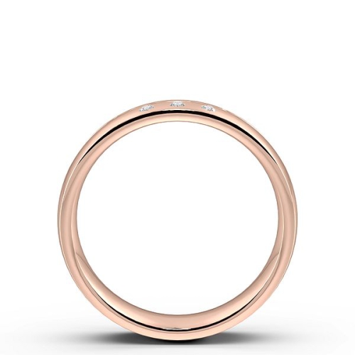 Flush Setting Round Rose Gold 3 line Band Diamond Rings