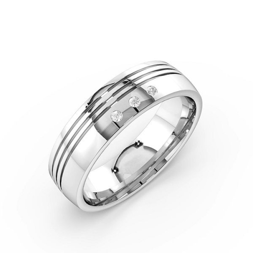 Flush Setting Round 3 line Eternity Diamond Ring