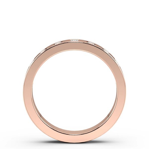 Flush Setting Round Rose Gold Square slot Band Diamond Rings