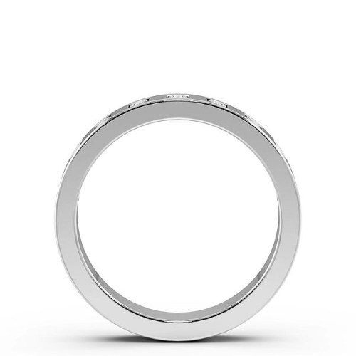 Flush Setting Round White Gold Square slot Band Diamond Rings