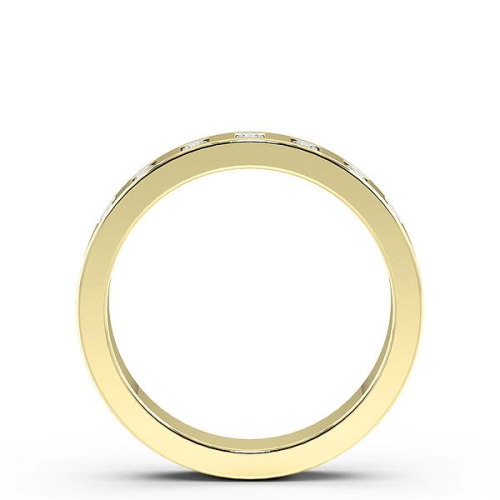 Flush Setting Round Yellow Gold Square slot Band Diamond Rings