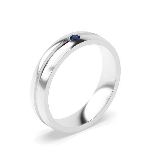 Channel Setting Diamond Blue Sapphire Wedding Rings & Bands