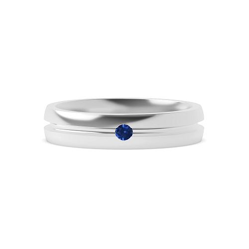 Channel Setting Diamond Blue Sapphire Wedding Rings & Bands