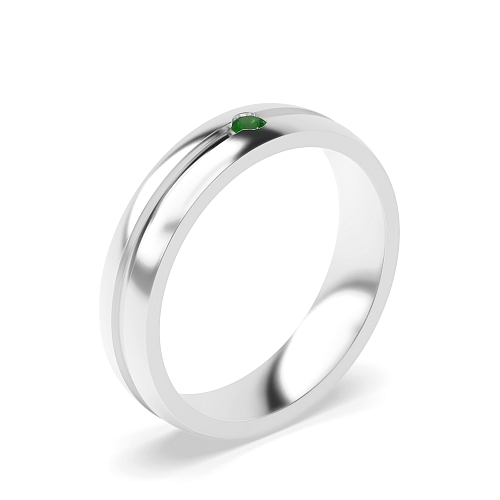Channel Setting Diamond Emerald Wedding Rings & Bands