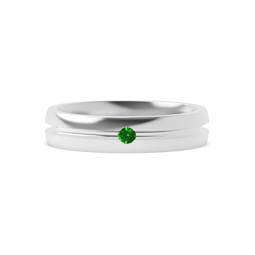 Channel Setting Diamond Emerald Wedding Rings & Bands