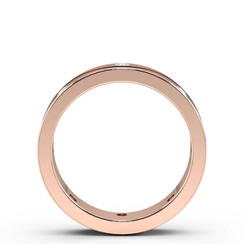 Flush Setting Round Rose Gold Wave line Band Diamond Rings