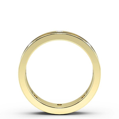 Flush Setting Round Yellow Gold Wave line Band Diamond Rings