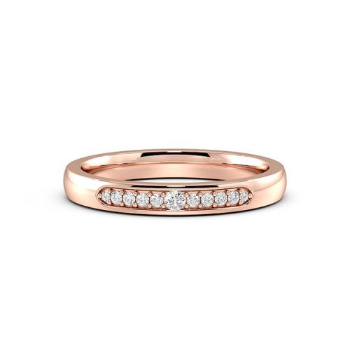 Pave Setting Round Rose Gold Promise Band Diamond Rings
