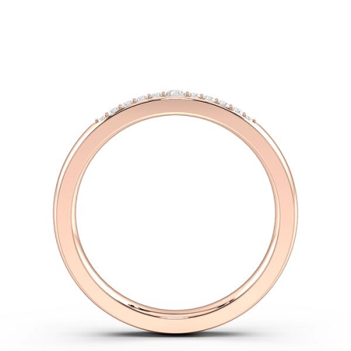 Pave Setting Round Rose Gold Promise Band Diamond Rings