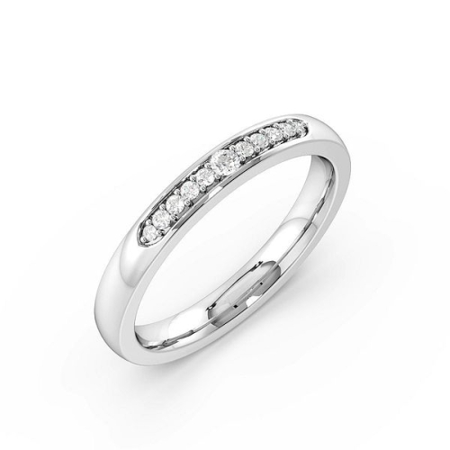 Pave Setting Round White Gold Promise Band Diamond Rings