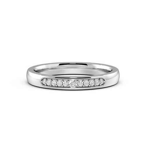 Pave Setting Round White Gold Promise Band Diamond Rings