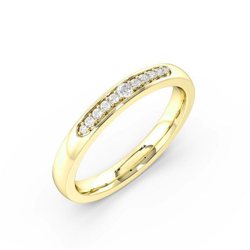 Pave Setting Round Yellow Gold Promise Band Diamond Rings