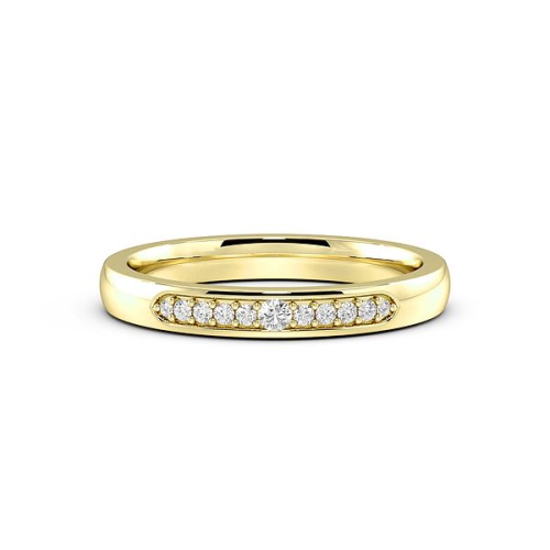 Pave Setting Round Yellow Gold Promise Band Diamond Rings