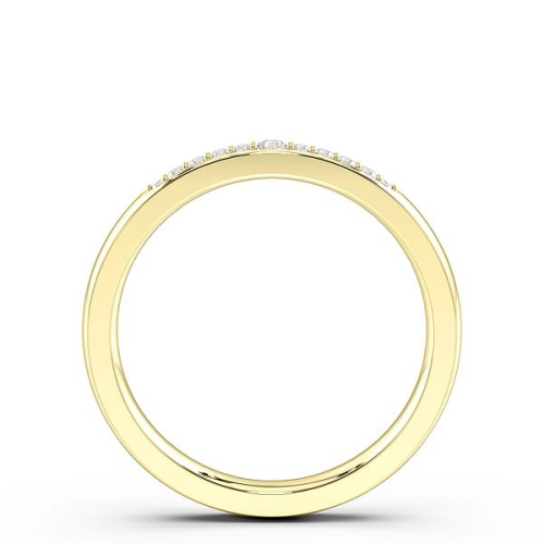 Pave Setting Round Yellow Gold Promise Band Diamond Rings