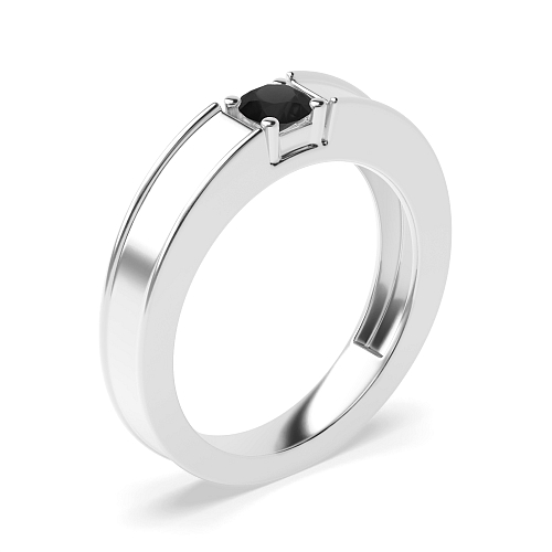 4 Prong Round Solitare Black Diamond Engagement Rings