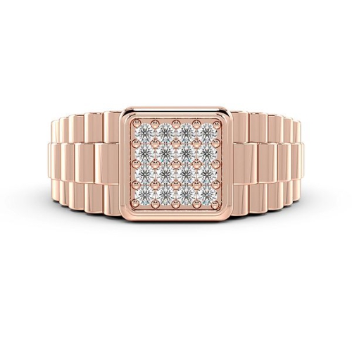 Pave Setting Round Rose Gold Cluster men's Diamond Rings