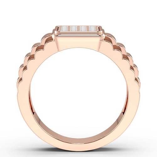 Pave Setting Round Rose Gold Cluster men's Diamond Rings