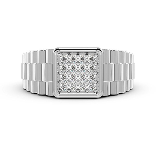 Pave Setting Round Cluster men's Lab Grown Diamond Rings