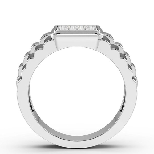 Pave Setting Round Cluster men's Lab Grown Diamond Rings