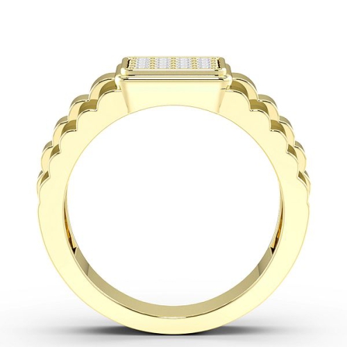 Pave Setting Round Yellow Gold Cluster men's Diamond Rings