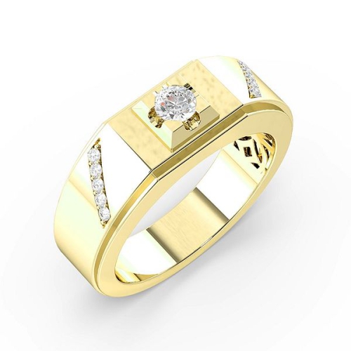 Buy Round Cut Single Diamond Mens Diamond Rings (7.9Mm) - Abelini
