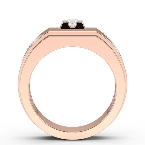 4 Prong Round Rose Gold Men Unique Men's Wedding Bands Engagement Rings