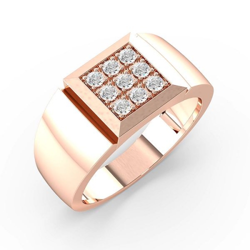 Pave Setting Round Rose Gold Solid cluster Diamond Rings