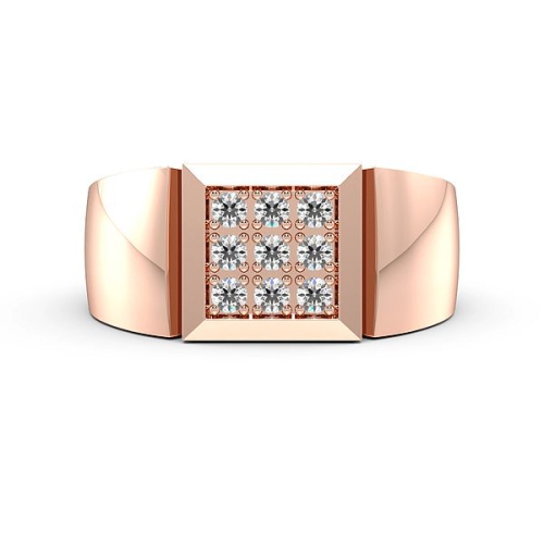 Pave Setting Round Rose Gold Solid cluster Diamond Rings