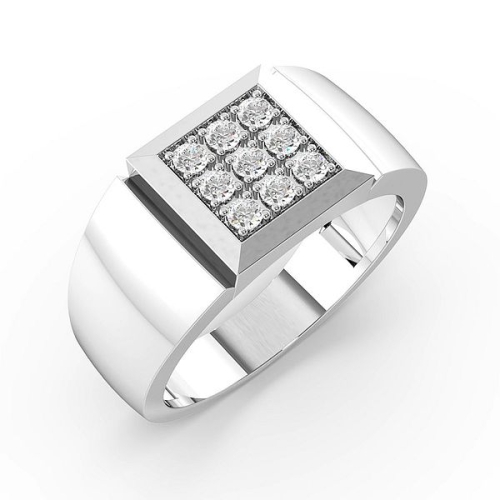 Pave Setting Round Solid cluster Lab Grown Diamond Rings
