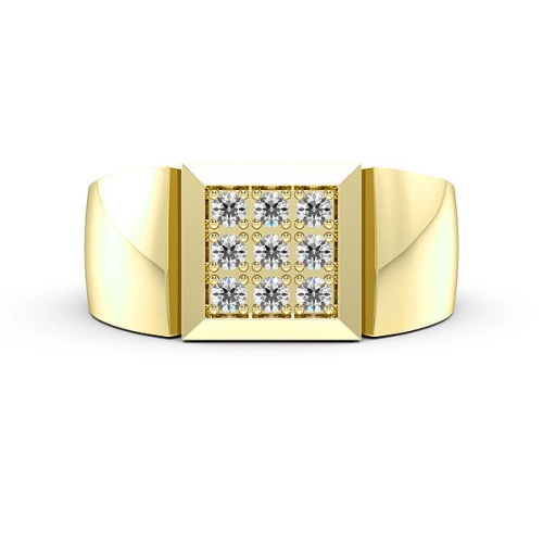 Pave Setting Round Yellow Gold Solid cluster Diamond Rings