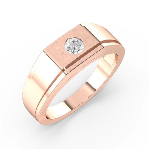 Flush Setting Round Rose Gold Opal Unique Men's Wedding Bands Engagement Rings