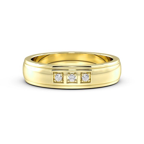 Pave Setting 3 Stone Mens Diamond Set Wedding Rings (4.5mm)