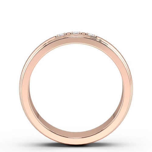 Pave Setting Round Rose Gold Three stone Diamond Rings