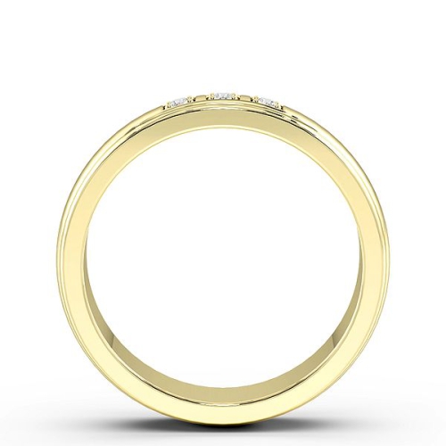 Pave Setting Round Yellow Gold Three stone Diamond Rings