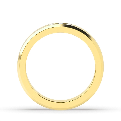 Channel Setting Round Yellow Gold 6.00mm 3 stone bevelled edge Diamond Rings
