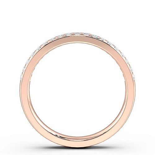 Flush Setting Round Rose Gold Unusual offest Diamond Rings