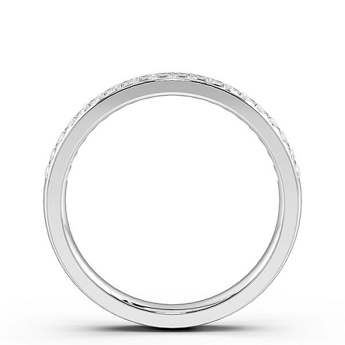 Flush Setting Round Platinum Unusual offest Diamond Rings