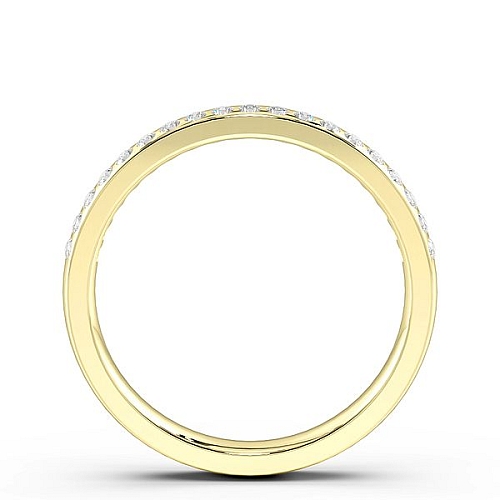 Flush Setting Round Yellow Gold Unusual offest Diamond Rings