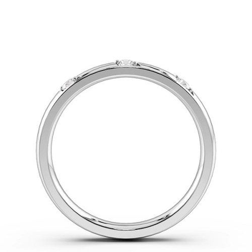 Pave Setting Round White Gold 3 diamond bright cut Band Diamond Rings