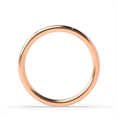 Flush Setting Round Rose Gold Unique Band Diamond Rings
